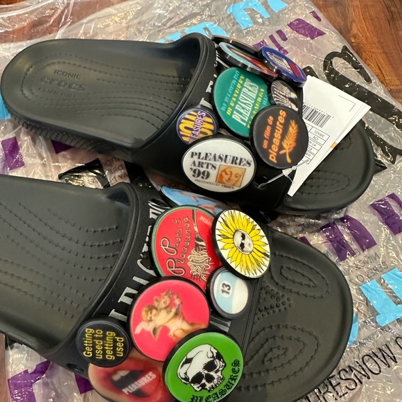 Pleasures X Crocs slides